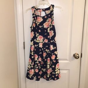 Navy blue dress with floral print from xhilaration